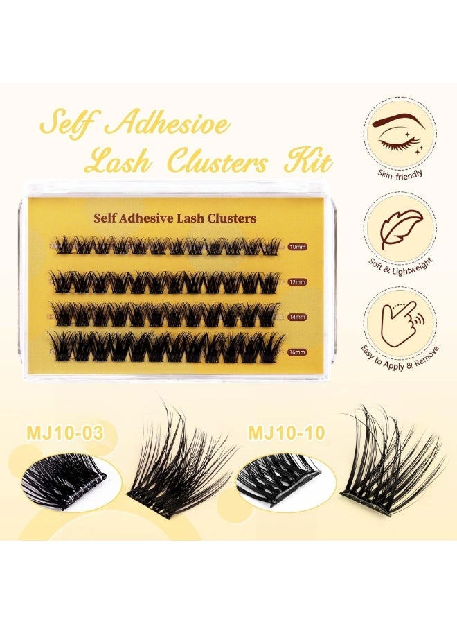 MiMi & BeiBei 48 قطعة مجموعة رموش لاصقة مسبقة الربط، رموش صناعية د كيرل مع مجموعة ملاقط، مجموعة تمديد رموش بدون لاصق 10/12/14/16 مم - Image 3